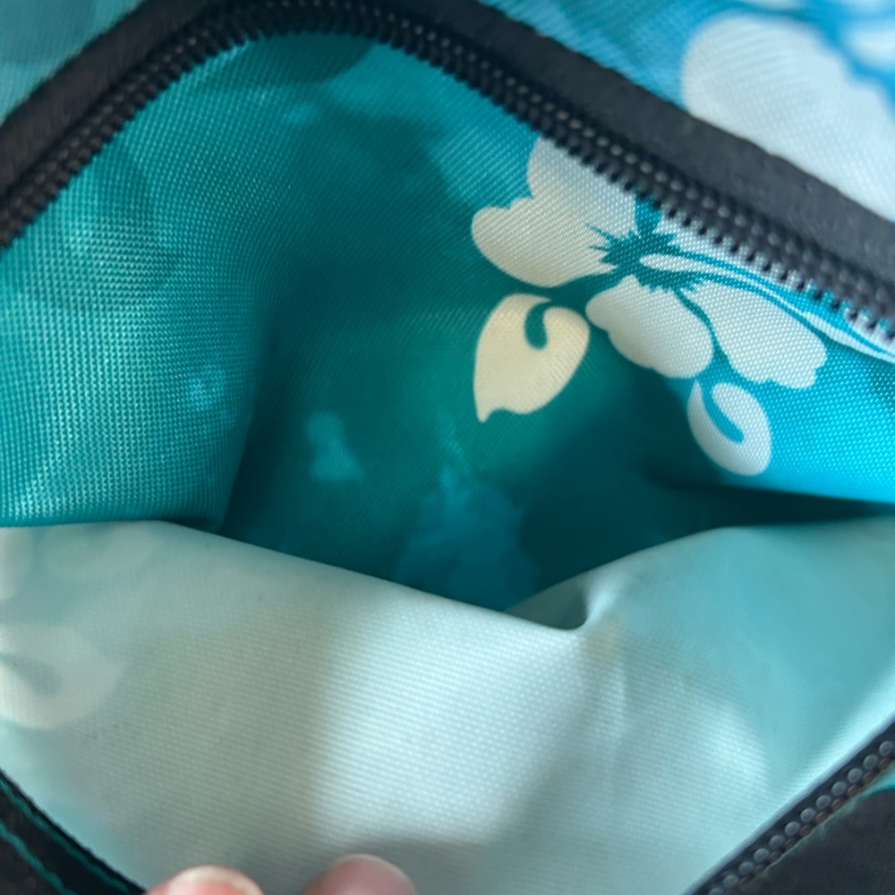 L.L. Bean Floral Duffel Bag Teal Travel Gym Weekender - Picture 7 of 16